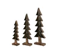 J-line Set de 3 pins sur Base Brillants - Bois de manguier - Vert/Naturel