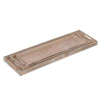 J-Line Set de 3 Plateaux dÃƒ©coratifs - Bois de Sapin - Beige