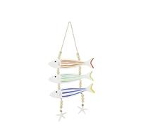 J-Line Suspension Poisson + Perles Ligné - Corde/Bois - Multicolore - 2 pièces