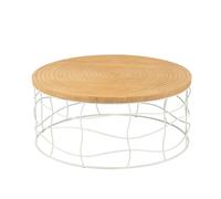 J-Line Table basse en fer / pin naturel / blanc