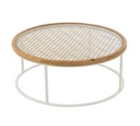 J-Line Table basse Mati en bois de sapin / fer naturel / blanc