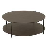 J-Line Table Basse Ronde en MDF/métal Marron foncé Grand modèle