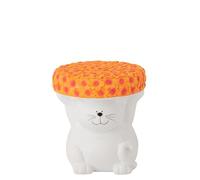 J-Line Table D'appoint Chat - polyrésine - Blanc/Orange