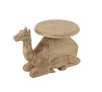 J-Line Table d'appoint en bois de mangue, chameau, naturel/blanc