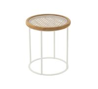 J-Line Table d'appoint Mati en Bois de Sapin/Fer Naturel/Blanc