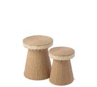 J-Line Table D'appoint - métal/Papier - Naturel/Blanc - Set de 2