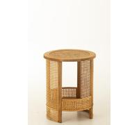 Table basse ronde 40x40x49,5 cm en bambou et sapin Beige