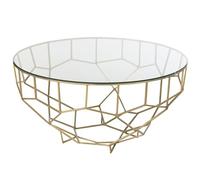 J-Line Table Moza métal et Verre Or 90x90x44cm