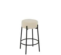J-Line Tabouret de Bar Boucle en Bois Verni et Polyester Blanc/Noir