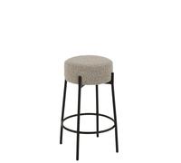 J-Line Tabouret de bar Boucle en bois verni / polyester gris/noir