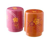 J-Line Tabouret Fleurs - métal - Rose/Orange - 2 pièces