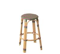 J-Line Tabouret Geo - Roseau/rotin/Bambou - Bleu/Blanc - Large - 2 pièces