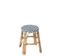 J-Line Tabouret Geo - Roseau/rotin/Bambou - Bleu/Blanc - Small - 2 pièces