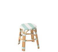 J-Line Tabouret Ligné - Roseau/rotin/Bambou - Bleu Clair/Blanc - Small - 2 pièces