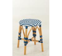 J-Line Tabouret Live en rotin et Plastique Naturel et Bleu