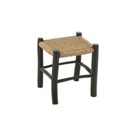 J-Line Tabouret rectangulaire en Teck Bois/jonc de mer Noir/Naturel