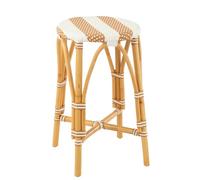 J-Line Tabouret Rotin Beige/Blanc Large