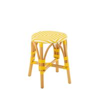 J-Line Tabouret Rotin Jaune/Blanc Small