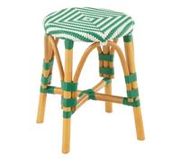 J-Line Tabouret Rotin Vert Foncé/Blanc Small