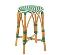 J-Line Tabouret Rotin Vert Foncé Large
