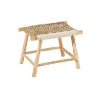 J-Line Tabouret Waverly Teck en Bois/Herbe de mer Naturelle/Blanc