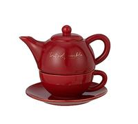 J-Line tasse + théière - porcelaine - rouge et or