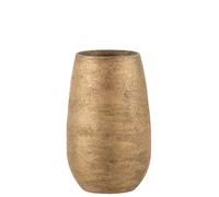 J-Line Vase en Or, Vase Céramique pour Fleurs, Fleurs Sèches et Herbe de la Pampa, Décoration de Table, Bohème et Salon, 18x18x31 cm