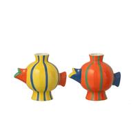 J-Line Vase Poisson Balle Ligné Dolomite - céramique - multicolore - 2 pièces