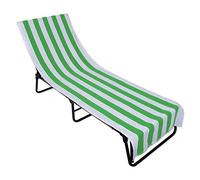J&M Home Fashions DII Serviette de Chaise de Plage à Rayures avec Poche supérieure ajustée, 66 x 208 cm, Verte