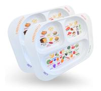 j&m Lot de 2 assiettes d'apprentissage sain, contrôle des portions divisées avec sections pour apprendre la nutrition, groupes alimentaires et tailles des portions, passe au lave-vaisselle