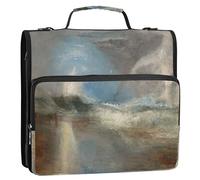 J m W Turner Prints Stormy Sea Shoal Classeur à 3 anneaux avec fermeture éclair et bandoulière en tissu multi-poches