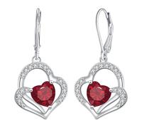 J.MOULING Boucles d'oreilles en forme de cœur en argent sterling 925 - Boucles d'oreilles pendantes en forme de cœur avec zircone - Cadeau pour femme, mère, petite amie, maman, Argent sterling