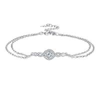 J.MUEN Bracelet Infini Femme Argent Sterling 925, avec Breloques Charms Pierres de Naissance Coeur Réglables Infinity Heart Bracelets d’amour Bijoux Cadeau Fête des Mères pour Maman