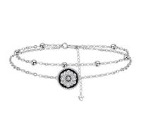 J.MUEN Bracelet pour Femme Argent Sterling 925 Avec Pendentif en Forme de Rond - Bracelet Lotus Femmes - Bijoux Cadeau Noël d'Anniversaire pour Maman Femmes Soeurs