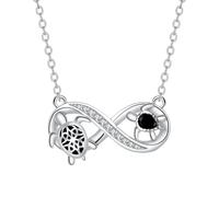 J.MUEN Collier Infini Femme Collier Pendentif Tortue Bleu Infini Bijoux Tortue Argent Sterling 925 Mère et Fille Cadeau Fête des Mères Noël