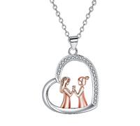 J.MUEN Collier Soeur Pour Femme en Argent Sterling 925 Avec Zircone Coeur Collier Pendentif Bijoux Cadeaux pour Elle Toujours Ma Soeur Pour Toujours Mes Amis
