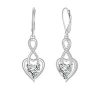 J.MUEN Infini Boucles d'oreilles Pendantes pour Femme - Argent Sterling 925 boucles d'oreilles coeur Femmes - Cadeau pour Femmes et Maman