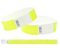J&R - Bracelets en papier - Fabriqués en Tyvek Lot de 1000 avec 17 variétés de couleurs au choix., jaune fluo