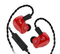 J&R KZ ZS4 Écouteurs 1DD + 1BA Technologie hybride HiFi Stéréo Écouteurs intra-auriculaires Sport Casque antibruit Écouteurs de jeu (avec micro, rouge)