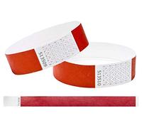 J&R Wristbands Lot de 100 en Tyvek 3/4 pouce, bracelets en papier utilisés pour les événements, les boîtes de nuit, les parcs aquatiques (Rouge)