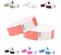J&R Wristbands Lot de 100 en Tyvek 3/4 pouce, bracelets en papier utilisés pour les événements, les boîtes de nuit, les parcs aquatiques (rouge corail)