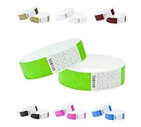 J&R Wristbands Lot de 100 en Tyvek 3/4 pouce, bracelets en papier utilisés pour les événements, les boîtes de nuit, les parcs aquatiques (néon vert)