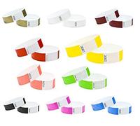 J&R Wristbands Lot de 100 en Tyvek 3/4 pouce, bracelets en papier utilisés pour les événements, les boîtes de nuit, les parcs aquatiques (Multicolore)