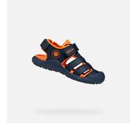 Geox J S. Fusbetto Pro Bo Sandales, Bleu Marine/Orange, 27 EU