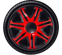 J-Tec Jeu de 4 enjoliveurs Nascar 15-inch Noir/Rouge