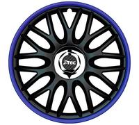 J-Tec Jeu de 4 enjoliveurs Orden R 13-inch noir/bleu + anneau chromé