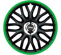 Jeu d'enjoliveurs J-Tec Orden R 14-inch noir/vert + anneau chromé