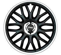 J-Tec Jeu de 4 enjoliveurs Orden R 15-inch noir/argent + anneau chromé