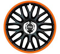 J-Tec Jeu de 4 enjoliveurs Orden R 15-inch noir/orange + anneau chromé