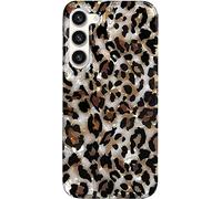 J.West Coque pour Samsung Galaxy S23 6,1", Luxueuse et Scintillante, translucide, imprimé léopard et guépard, Motif nacré, Coque de Protection en Silicone TPU Souple pour Filles et Femmes (Bling)
